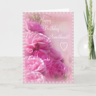 Textured Pink Roses Birthday Greeting Card