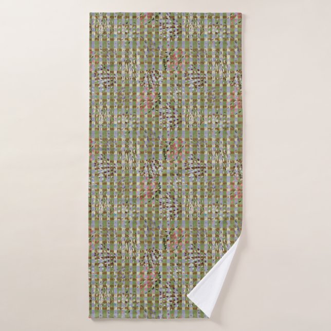 Textured Pointillism Grid Pattern Artwork Bath Towel (Bath Towel)