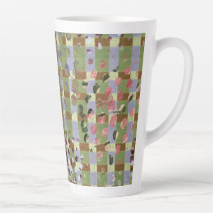 Textured Pointillism Grid Pattern Artwork Latte Mug