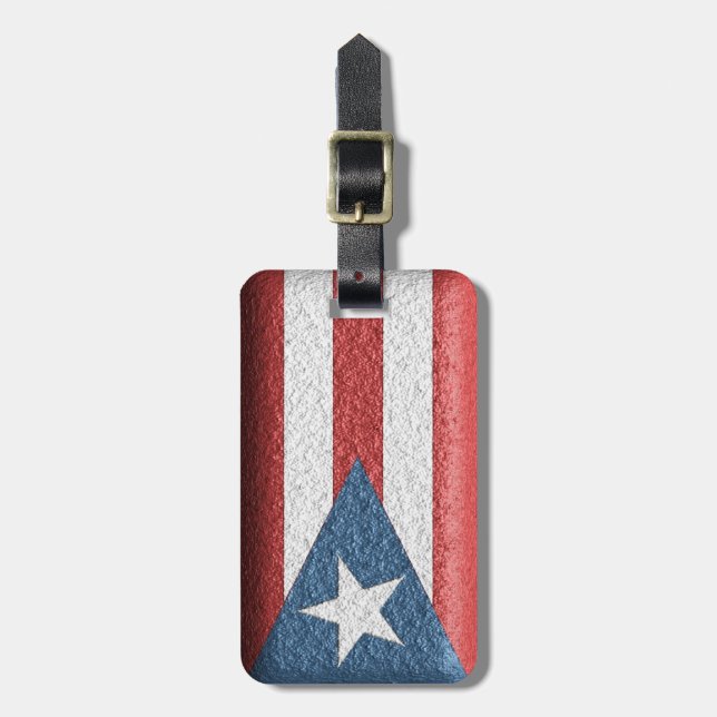 Textured Puerto Rican Flag Luggage Tag (Front Vertical)
