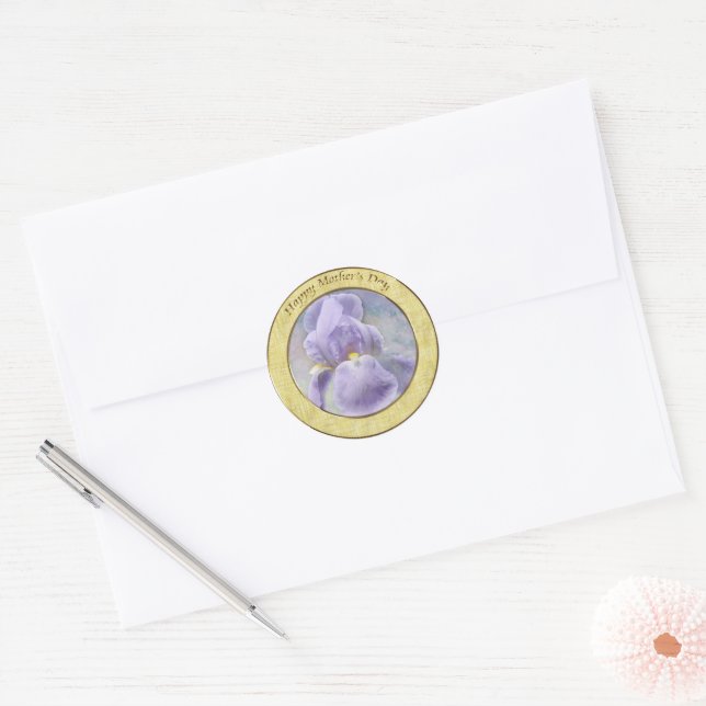 Textured Purple Iris Mother's Day Sticker (Envelope)