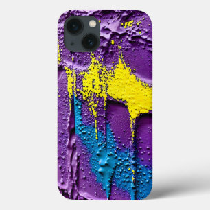 Textured Purple Yellow Blue Colour Fun Abstract Ar iPhone 13 Case