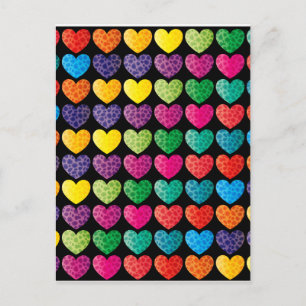 Textured Rainbow Hearts Postcard