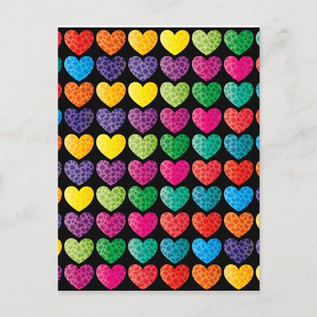 Textured Rainbow Hearts Postcard (Front)