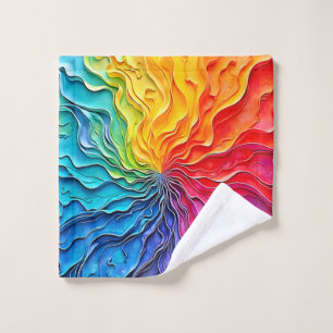Textured Rainbow Swirl Art Bath Towel Set