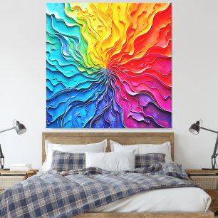 Textured Rainbow Swirl Art Canvas Print