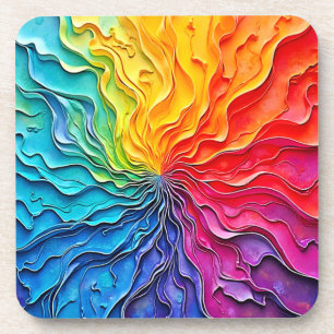 Textured Rainbow Swirl Art Coaster