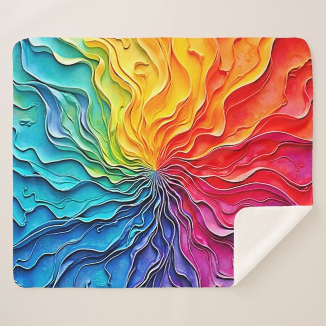 Textured Rainbow Swirl Art Sherpa Blanket (Front (Horizontal))