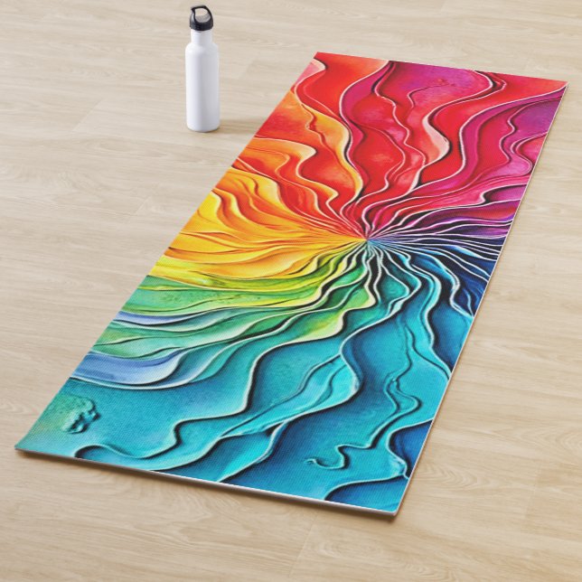 Textured Rainbow Swirl Art Yoga Mat (In Situ)