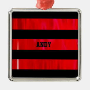 Textured red and black stripes metal tree decoration