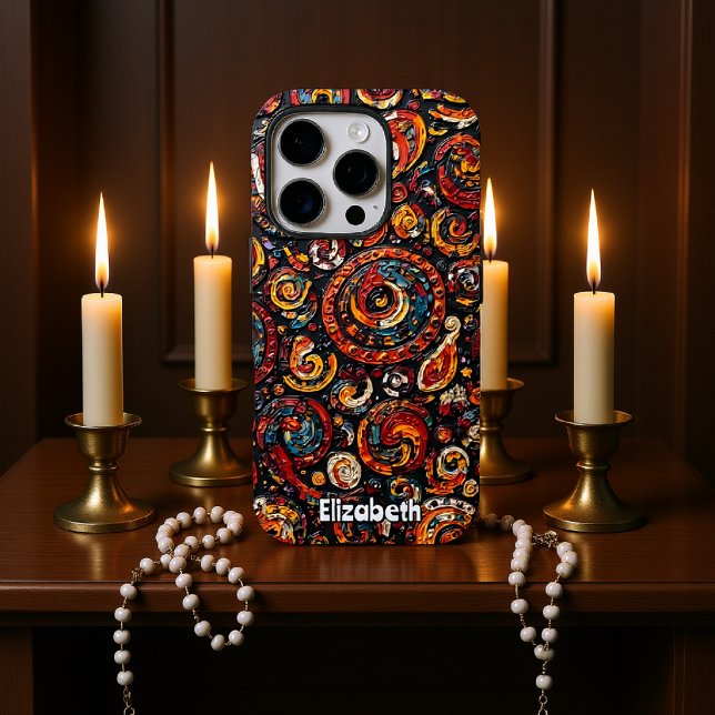 Textured Red and Gold Swirls Case-Mate iPhone Case (Creator Uploaded)