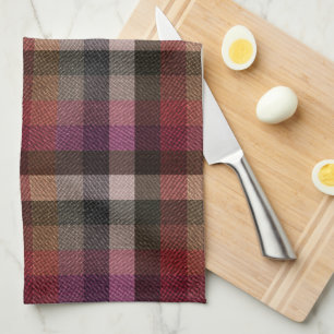 Textured red, gray, raspberry checkered. tea towel