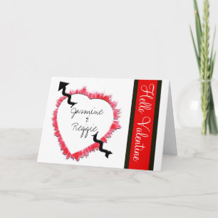 Textured Red Heart Shape Outline Valentine's Day Holiday Card