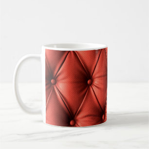 Textured Red Leather: Detailed Material Close-Up Coffee Mug