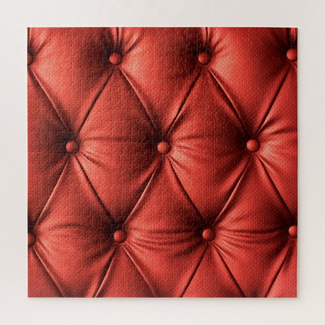 Textured Red Leather: Detailed Material Close-Up Jigsaw Puzzle (Vertical)