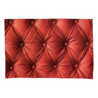 Textured Red Leather: Detailed Material Close-Up Pillowcase