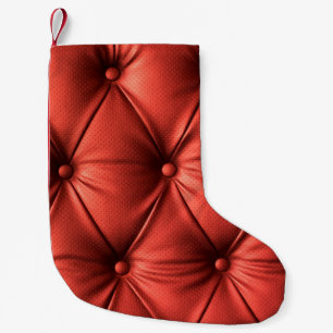 Textured Red Leather: Detailed Material Close-Up Small Christmas Stocking