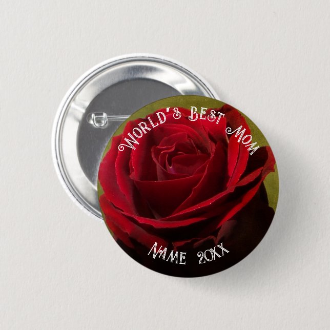 Textured Red Rose Mother’s Day 6 Cm Round Badge (Front & Back)