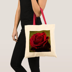 Textured Red Rose Tote Bag