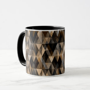 Textured rhombic brown with beige mug