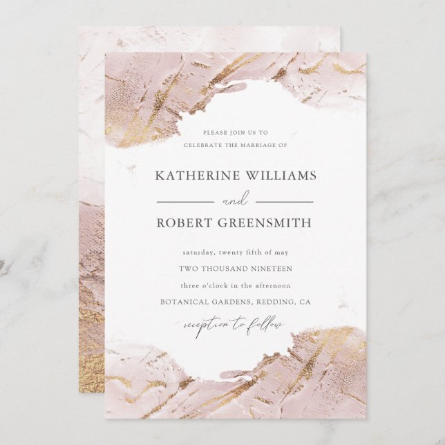 textured rose gold faux foil elegant Wedding Invitation (Front/Back)