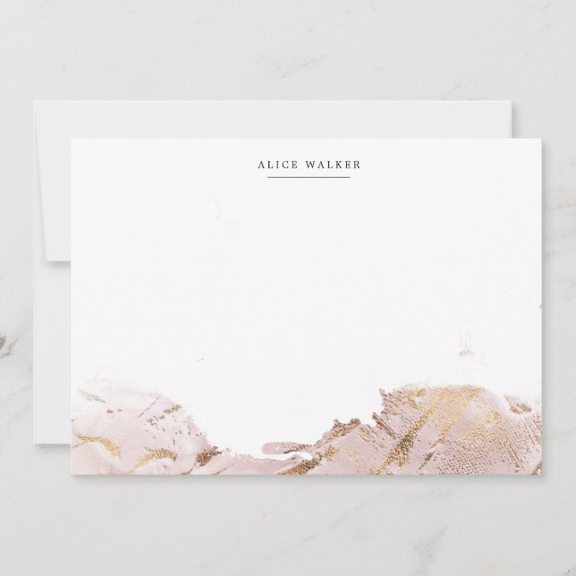textured rose gold faux foil Stationery Note Card (Front)