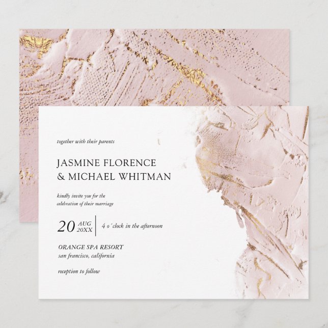 textured rose gold faux foil Wedding Invitation (Front/Back)
