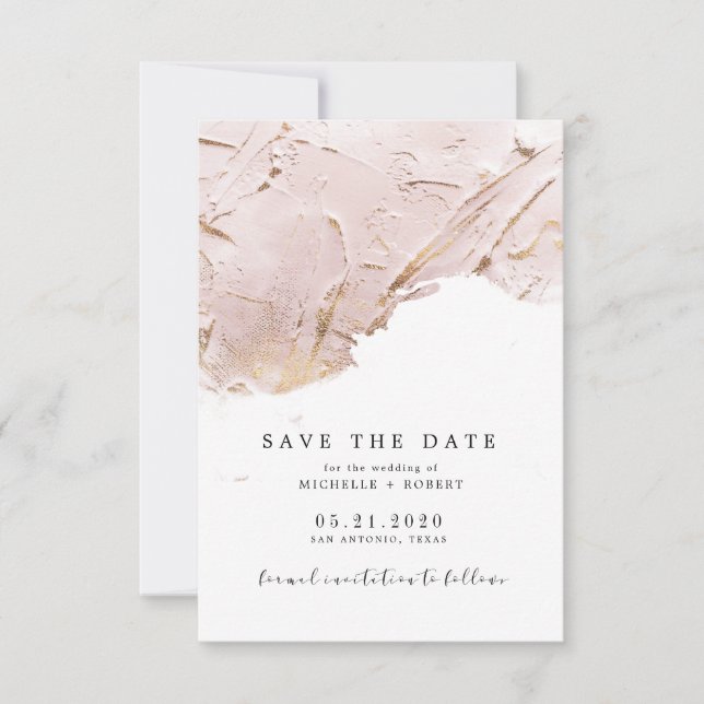 textured rose gold foil Photo Save The Date Invitation (Front)