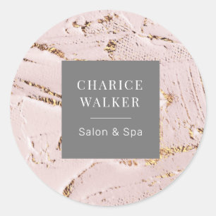 textured rose gold salon and spa monogram classic round sticker