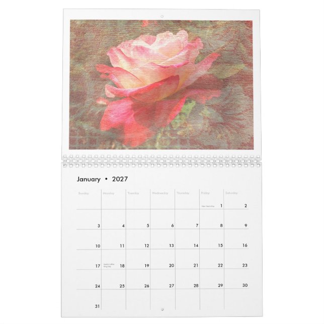 Textured Roses Calendar for 2014 (Jan 2027)