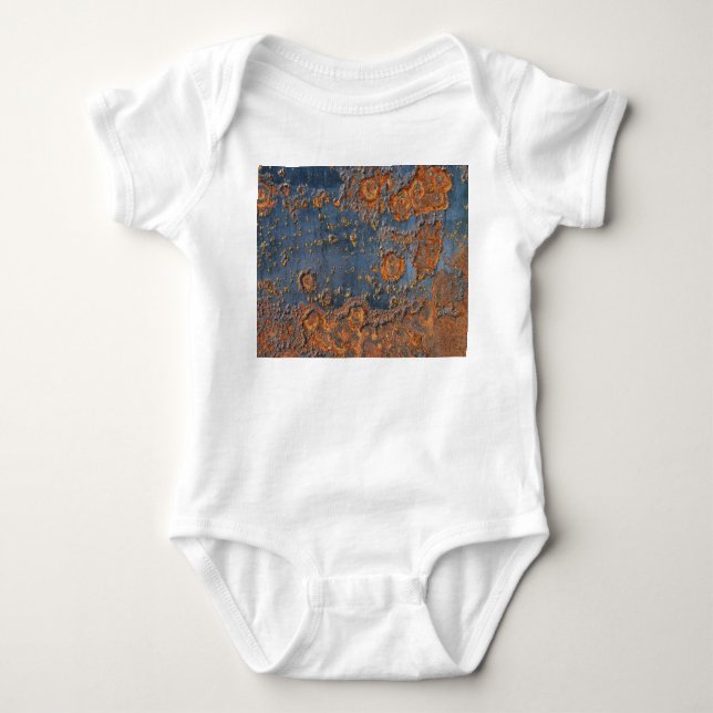 Textured rusted metal background. baby bodysuit (Front)