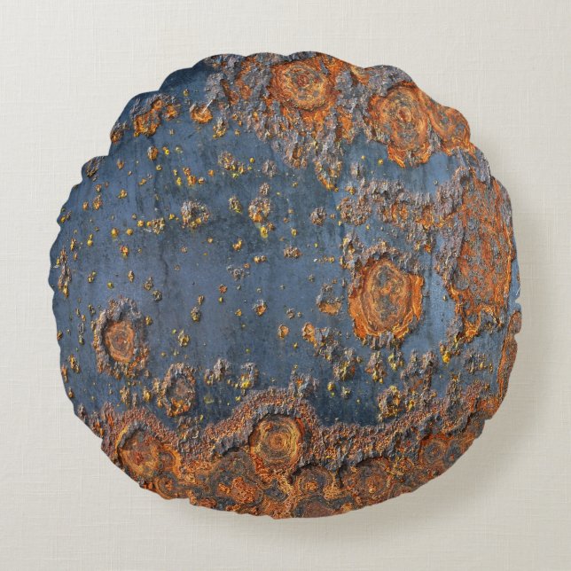 Textured rusted metal background. round cushion (Front)