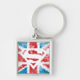 Textured S-Shield Over Flag Key Ring