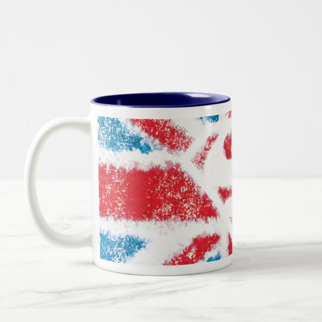 Textured S-Shield Over Flag Two-Tone Coffee Mug (Left)