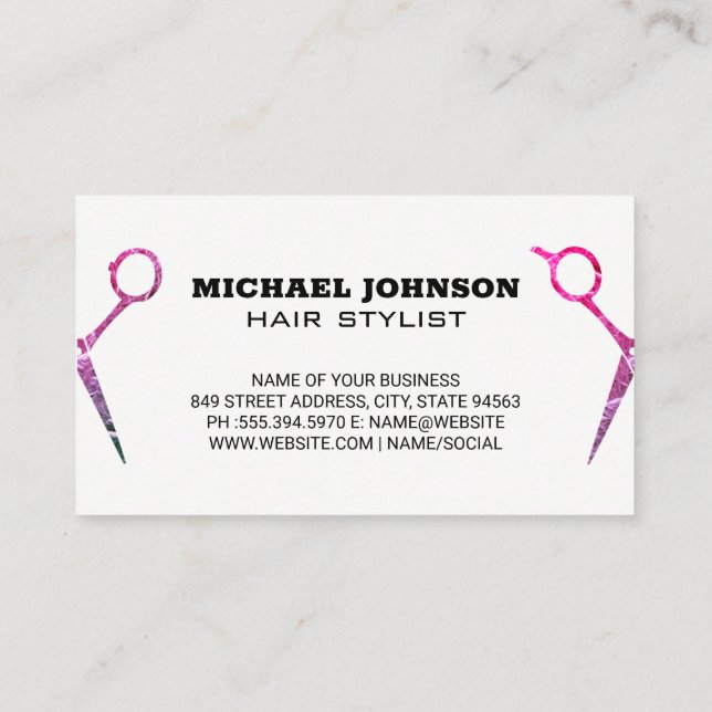 Textured Scissors | Hair Stylist Business Card (Back)