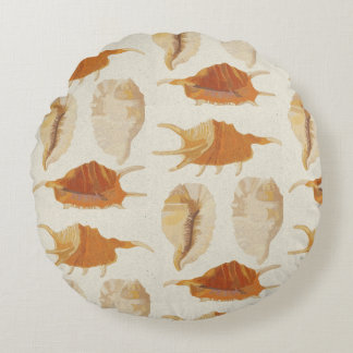 Textured Seashells Round Cushion