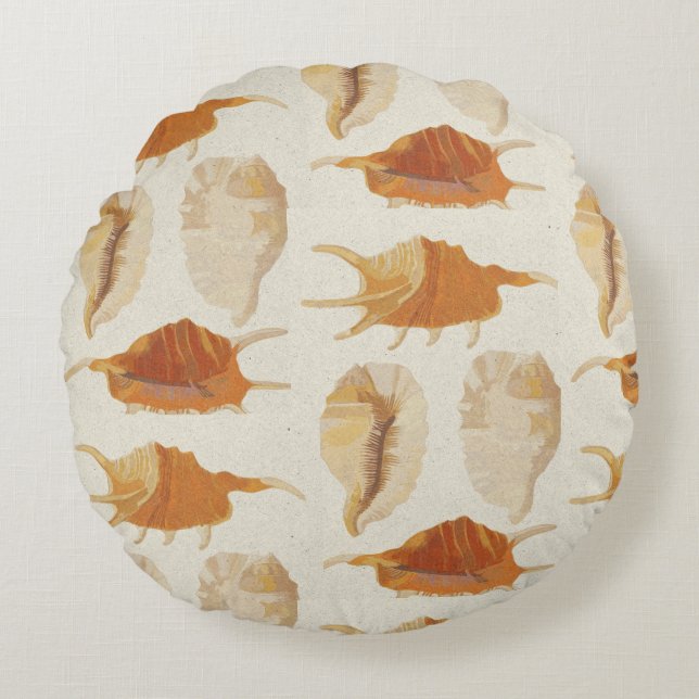 Textured Seashells Round Cushion (Front)