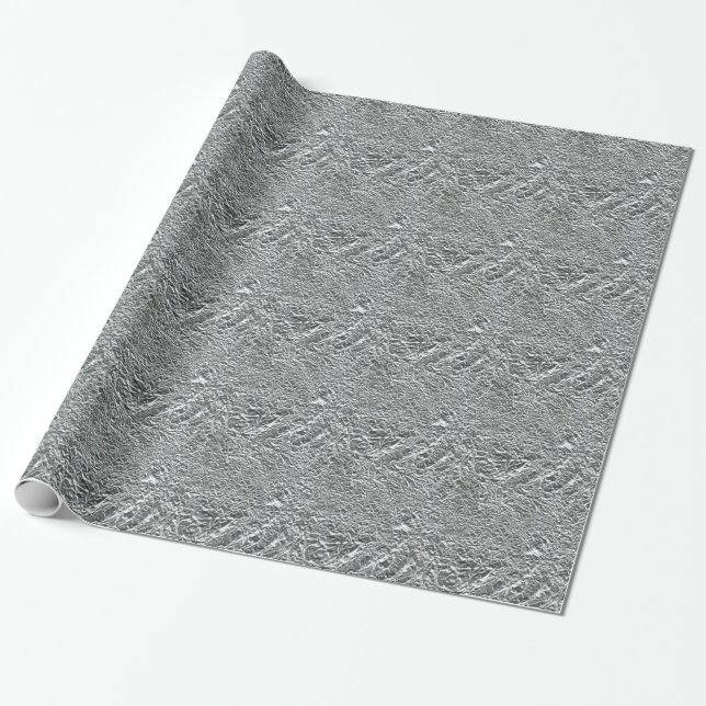 TEXTURED SILVER FOIL46 FOIL CRINKELED SHINY BACKGR WRAPPING PAPER (Unrolled)