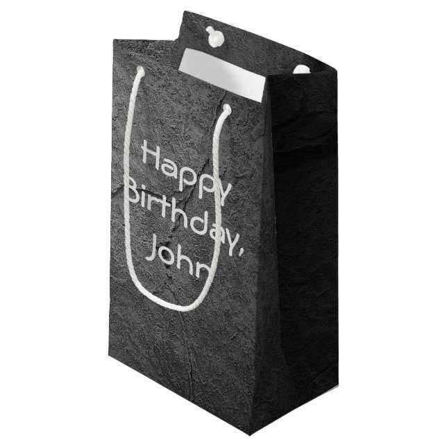 textured slate stone small gift bag (Front Angled)