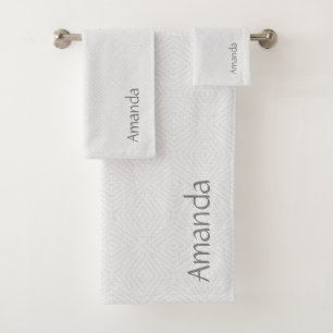 Textured solid white. bath towel set
