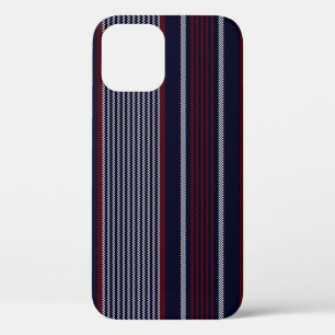 Textured stripe seamless pattern with navy blue, r iPhone 12 case