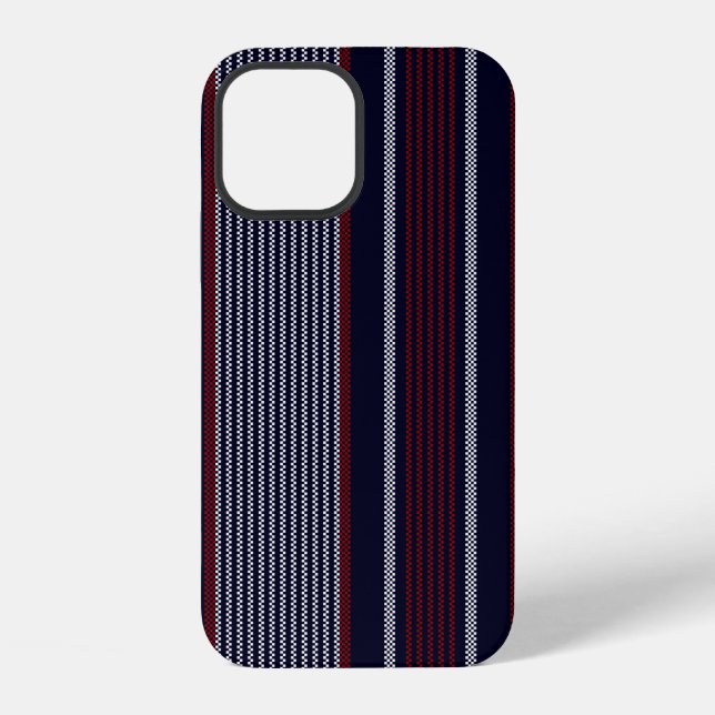 Textured stripe seamless pattern with navy blue, r iPhone case (Back)