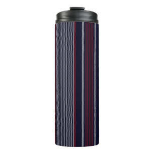 Textured stripe seamless pattern with navy blue, r thermal tumbler