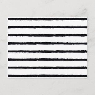 Textured Stripes Black White Rough Lines Pattern Postcard