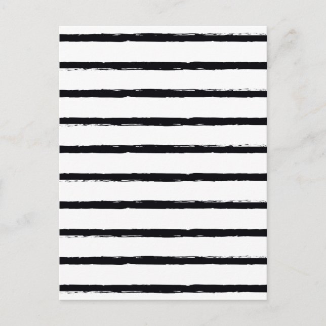 Textured Stripes Black White Rough Lines Pattern Postcard (Front)