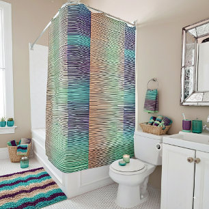 Textured stripes in muted tones shower curtain