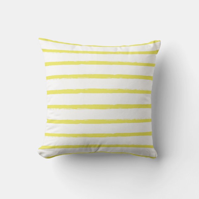 Textured Stripes Lines Bright Sun Yellow Modern Cushion (Front)