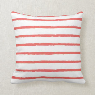 Textured Stripes Lines Coral Red Modern Cushion