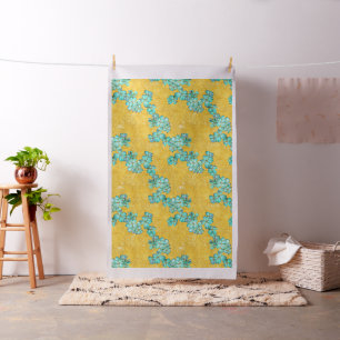 Textured Teal and Golden floral pattern Fabric