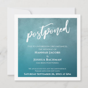 Textured Teal Ombre Postponed Wedding Card
